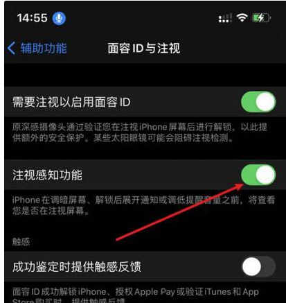 娄烦苹果14维修网点分享iPhone14注视感知功能有什么用 